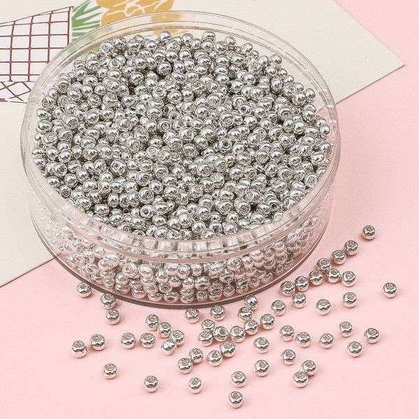 Perles de rocaille en verre  métallique Argenté 3mm