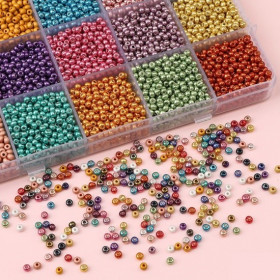 Perles de rocaille en verre  métallique Doré 2mm