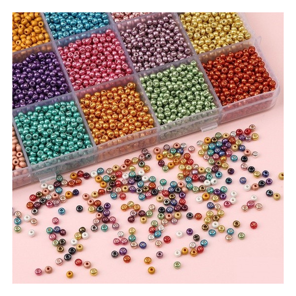 Perles de rocaille en verre  métallique Doré 2mm