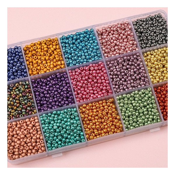 Perles de rocaille en verre  métallique Doré 2mm