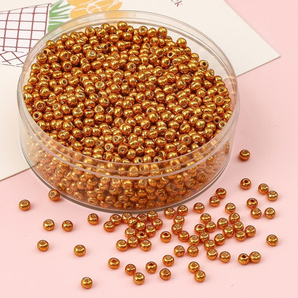 Perles de rocaille en verre  métallique Doré 2mm