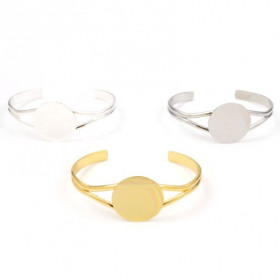 Support bracelet Jonc plateau lisse 25mm Cuivre finition Argent Platine