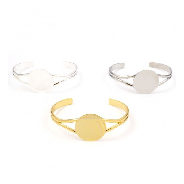 Support bracelet Jonc plateau lisse 25mm Cuivre finition Argent Platine