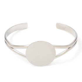Support bracelet Jonc plateau lisse 25mm Cuivre finition Argent Platine