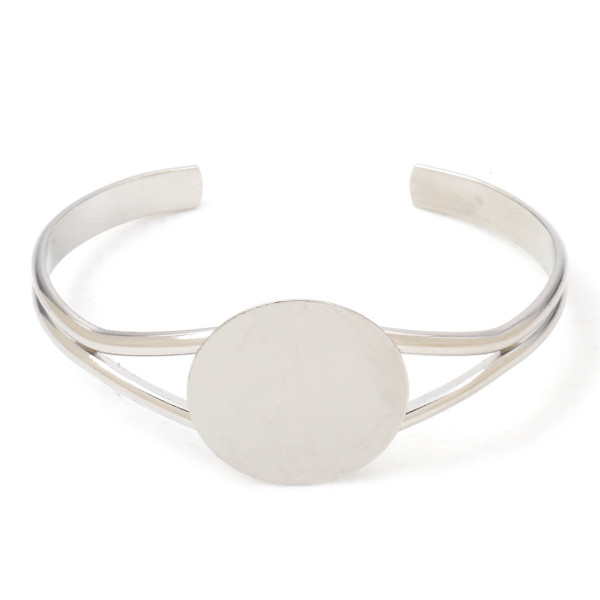 Support bracelet Jonc plateau lisse 25mm Cuivre finition Argent Platine