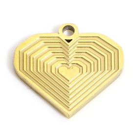 Pendentif Coeur Graphique 14mm - Doré en Acier Inoxydable 304
