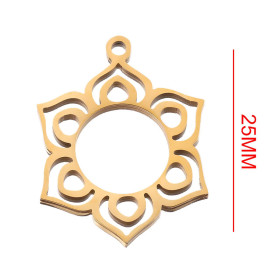 Pendentif Yoga Healing 25mm en acier Inoxydable 304 finition à l'or fin 18 KT