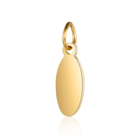 Pendentif Ovale 11mm avec anneau en Acier Inoxydable 304 finition Doré 18KT