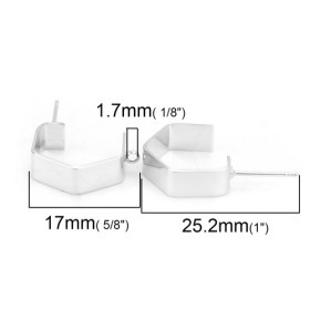 Boucle d'oreille - Puce - Forme Geométrique- Polygone avec attache - Cuivre - finition Platinium