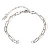 Bracelet Ajustable avec chaine d'extension Maille  rectangle 3.5 par 12mm Acier Inoxydable 304 Argent Platine