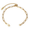 Bracelet Ajustable avec chaine d'extension Maille  rectangle 3.5 par 12mm Acier Inoxydable 304 Doré