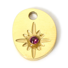 Pendentif  Etoile et strass 11.5mm - Doré en Acier Inoxydable 304