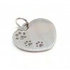 Pendentif - Médaille Cœur avec anneau pattes de chien 23 par 18mm