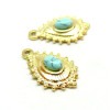 Pendentif  Boho Chic Goutte 22 par 14mm avec Turquoise reconstituée en Acier Inoxydable 304 finition Doré