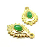 Pendentif  Boho Chic Goutte 22 par 14mm avec Pierre de Jade teintée en Acier Inoxydable 304 finition Doré
