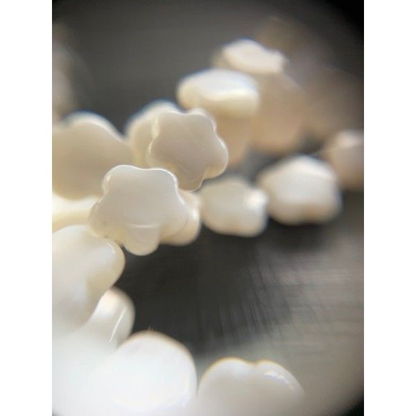 Perles nacre forme Fleur 6 mm coloris Blanc