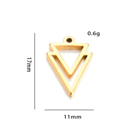Pendentifs Double Triangle 17mm – Acier Inoxydable 304 Finition Doré