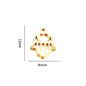 Pendentifs Grigri main de Fatima avec Coeur 12mm en Acier Inoxydable finition Doré REF 7
