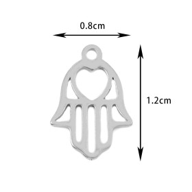 Pendentifs Grigri main de Fatima avec Coeur 12mm en Acier Inoxydable finition Doré REF 3