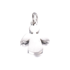 Pendentifs avec anneau Ange 15mm en Acier Inoxydable finition Argenté REF 1