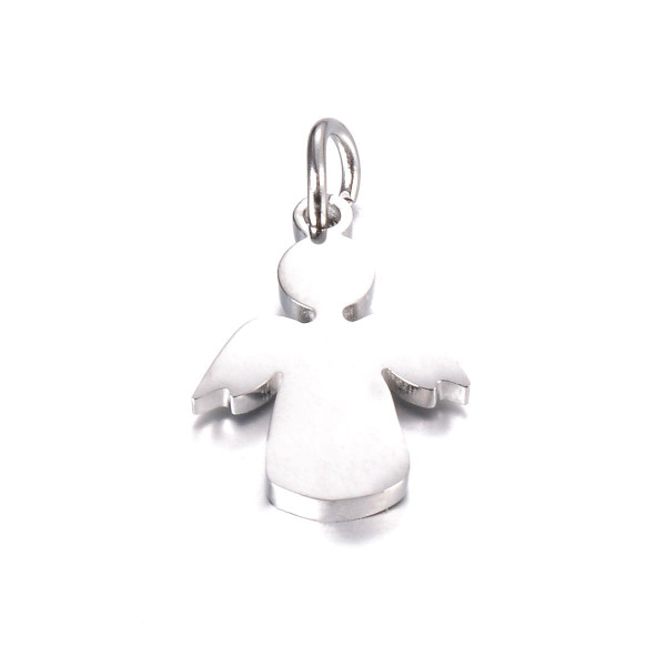 Pendentifs avec anneau Ange 15mm en Acier Inoxydable finition Argenté REF 1