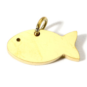 Pendentif avec anneau Poisson 15mm en Acier Inoxydable finition Doré