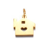 Pendentif avec anneau Home Sweet home 18mm en Acier Inoxydable finition Doré
