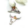 pendentifs Buffalo, Buffle Tete Vache Boho Chic style emaillé 22mm metal couleur Argent