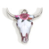 Pendentifs Buffalo, Buffle Tète Vache Boho Chic style emaillé 22mm metal couleur Argent
