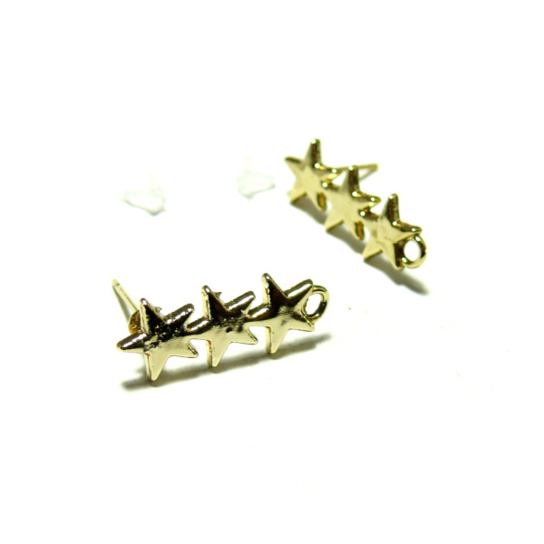 Supports Boucle d’oreille Puce Multi Étoiles avec Anneaux d’attache Doré