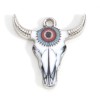 Pendentifs Buffalo, Buffle Tete Vache Boho Chic style emaillé 22mm metal couleur Argent, DIY bijoux