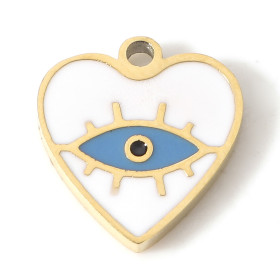 Pendentif Coeur Emaillé 10mm Acier Inoxydable finition à l'or fin 18K