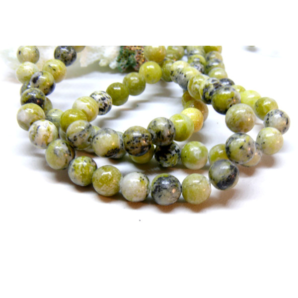 Perles rondes 6mm Jaspe Jaune Vert