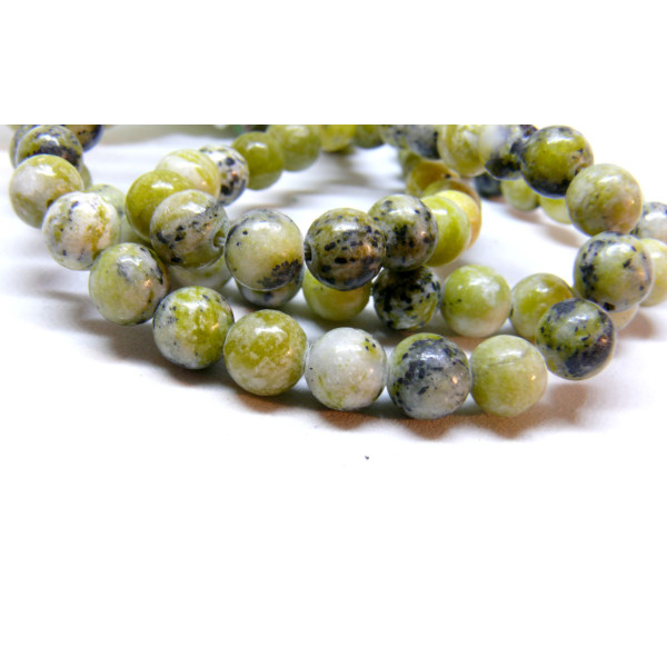 Perles rondes 4mm Jaspe Jaune Vert
