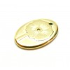 Pendentif Médaillon Ovale avec Fleur 20mm en Acier Inoxydable 304 Doré