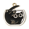 Pendentifs Chats émaillés Noir 26mm base doré