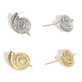 Boucles d'oreilles Puce Coquillage 16mm Cuivre finition placage Platinium