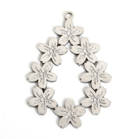 Pendentif Multi fleurs Goutte 30mm en Acier Inoxydable 316L Argenté