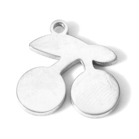 Pendentif Cerise 14mm en acier Inoxydable 304 finition Argenté