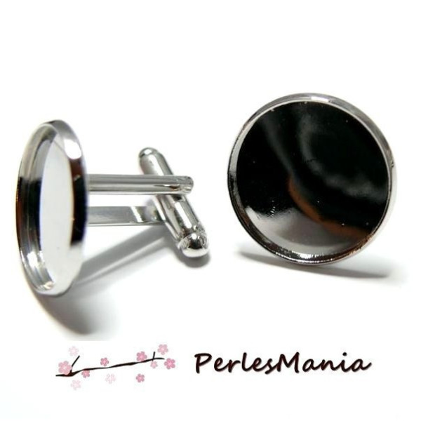 Supports Boutons de manchettes 18mm Laiton finition Argent Platine