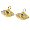 Pendentif avec anneau Œil de la protection Zircone 14.5mm Laiton couleur Doré