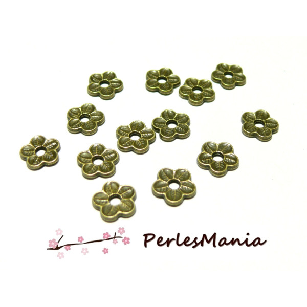 Perles Intercalaire Coupelle Fleur 10mm – Métal Bronze