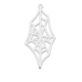 Pendentif Toile d'Araignée, Halloween 38mm Acier Inoxydable 304 finition Argent