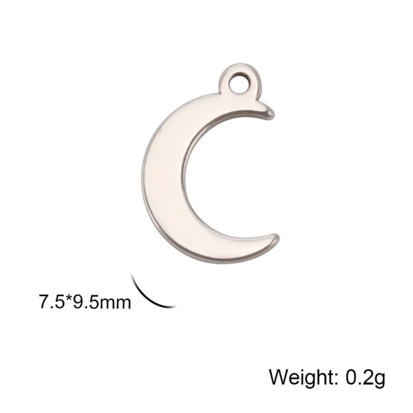 Pendentifs Lune 9.5mm Acier Inoxydable 304 finition Argent