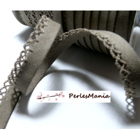 1m cordon ruban biais dentelle Lin MARRON 12mm ref 71146 couleur 37