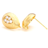 Boucles d'oreille Puce Goutte et Strass 14mm avec attache en Acier Inoxydable finition Doré 18KT