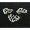 Estampes Pendentifs Coeur Origami 27mm métal finition Argenté