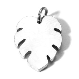 Pendentifs avec anneau Feuille de Montserrat 17mm en Acier Inoxydable 304 finition Argent