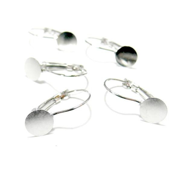 Boucles d'oreille dormeuses SIMPLE plateau 6mm Laiton coloris Argent VIF