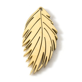 Pendentif Feuille 20mm - Doré en Acier Inoxydable  - pour bijoux raffinés